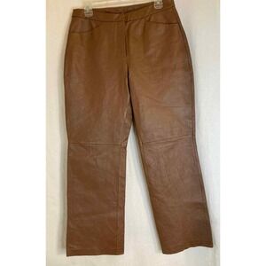Chadwicks Genuine Leather Pants Womens 10P Brown‎ High Rise Career